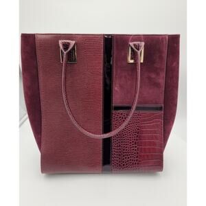 WHBM Purse Maroon Handbag‎ Burgundy Leather